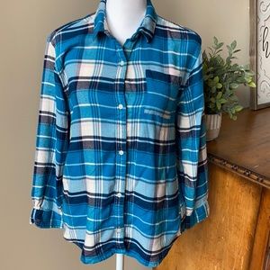 Old Navy+Teal Flannel Shirt+Youth XL